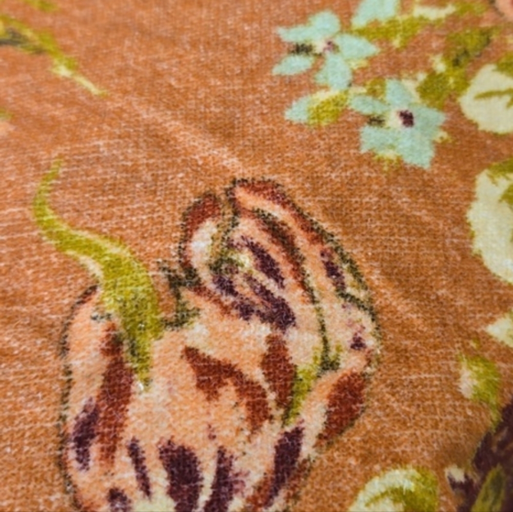 Velvet Floral Patchwork 60s 70s Vintage Aesthetic Bell Bottom Flare Pants Boho - Picture 14 of 15
